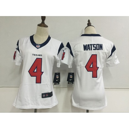 Women's  Houston Texans #4 Deshaun Watson White Stitched NFL Vapor Untouchable Limited Jersey