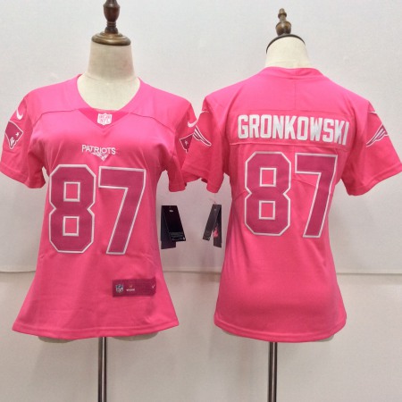 Women's  New England Patriots #87 Rob Gronkowski Pink Limited Rush Fashion Stitched NFL Jersey