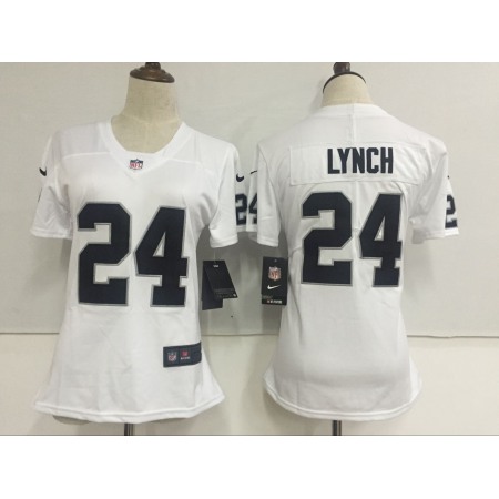Women's  Oakland Raiders #24 Marshawn Lynch White Stitched NFL Vapor Untouchable Limited Jersey