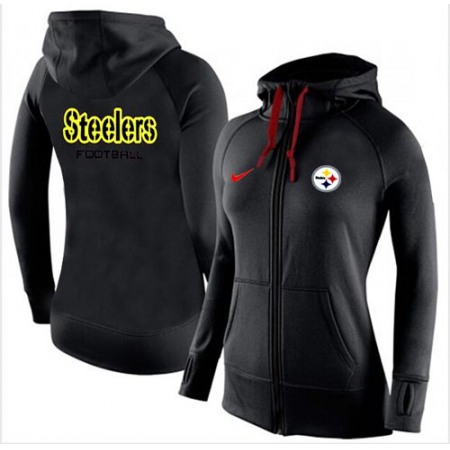 Women's  Pittsburgh Steelers Full-Zip Performance Hoodie Black_1
