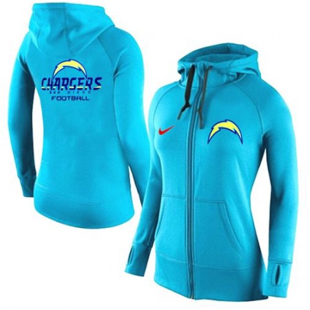Women's  San Diego Chargers Full-Zip Performance Hoodie Light Blue