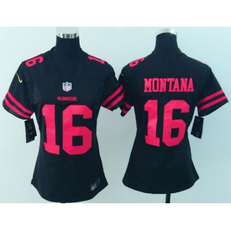 Women's  San Francisco 49ers #16 Joe Montana Black Vapor Untouchable Limited Stitched NFL Jersey