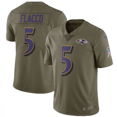 Youth  Baltimore Ravens #5 Joe Flacco Olive Salute to Service Limited Stitched NFL Jersey