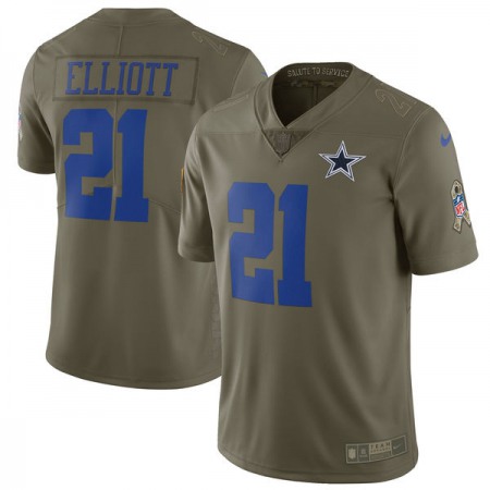 Youth  Dallas Cowboys #21 Ezekiel Elliott Olive Salute to Service Limited Stitched NFL Jersey