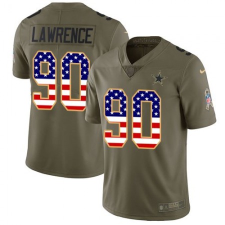 Youth  Dallas Cowboys #90 Demarcus Lawrencs 2017 Salute to Service Olive USA Flag Stitched NFL Limited Jersey