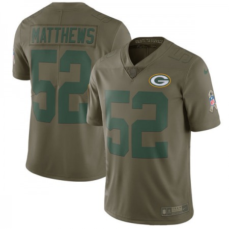 Youth  Green Bay Packers #52 Clay Matthews Olive Salute To Service Limited Stitched NFL Jersey